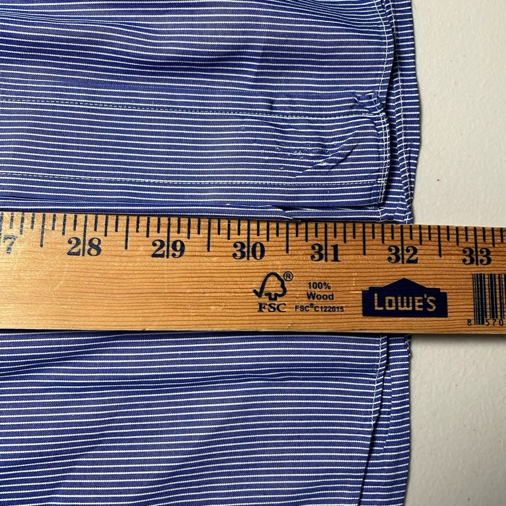 Ermenegildo Zegna Shirt 16.5 42 L/S Button Down Blue White Fine Stripe FLAWS - Picture 5 of 12